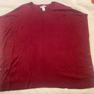 C J Banks Red Crew Neck Poncho, Size X/!X